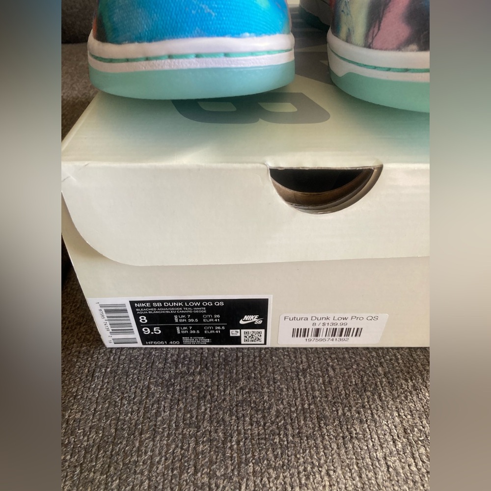 Nike Dunk SB Low Futura Laboratories Bleached Aqua Sneakers Size 8 *BRAND NEW - Picture 3 of 8